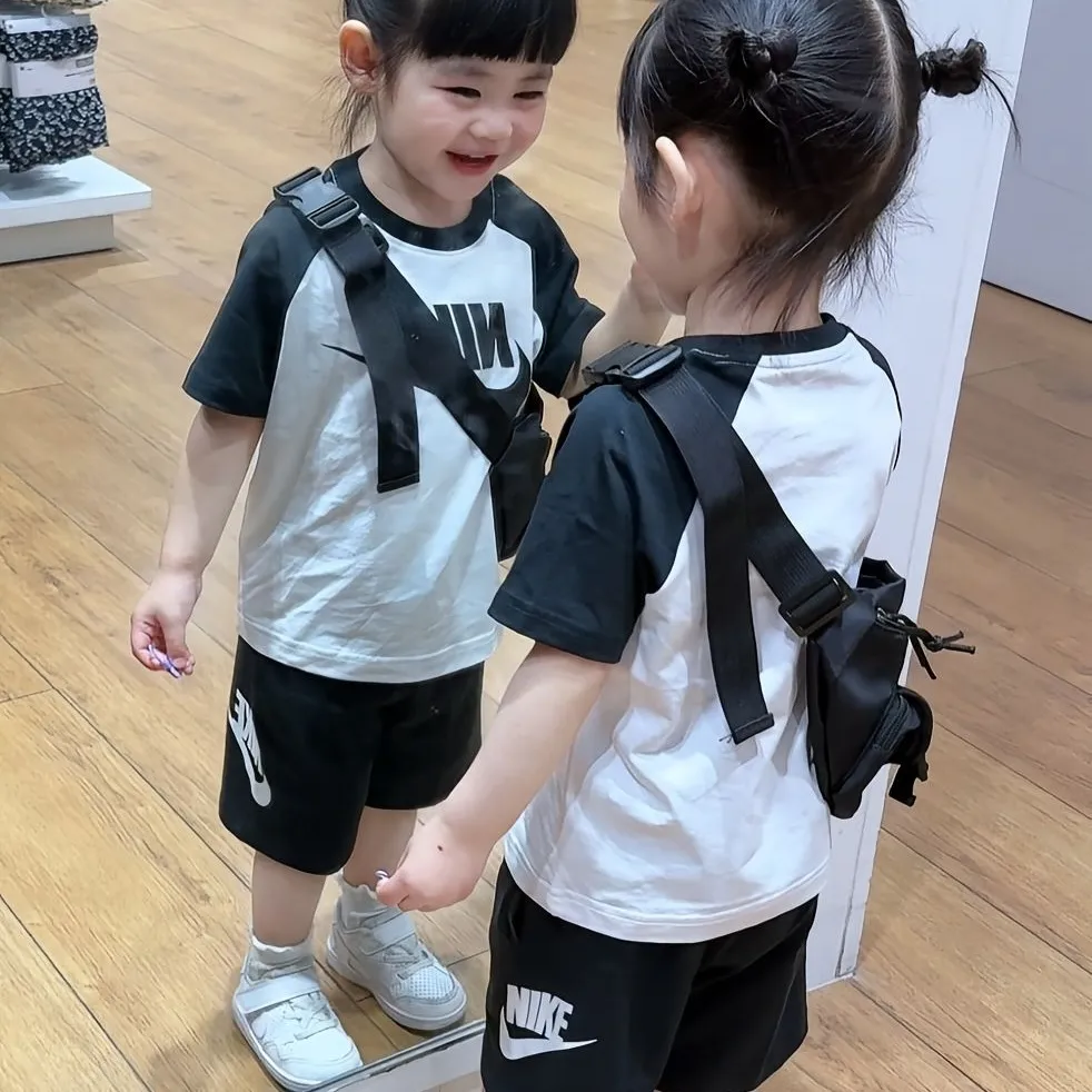 【90-150cm】二点セット 毎日着たくなる おしゃれ カジュアル 半袖Ｔシャツ＋ショートパンツ セットアップ