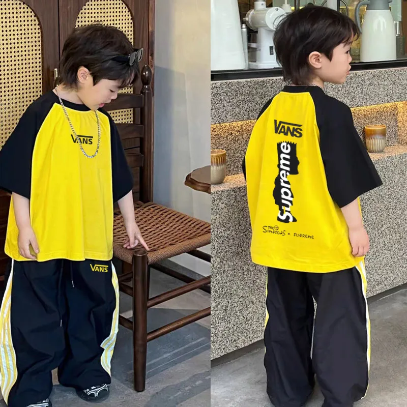 【100-150cm】二点セット 単品注文OK 着回し力抜群 大活躍 クール 男の子 半袖Ｔシャツ＋パンツ セット