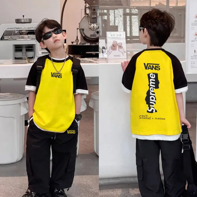 【100-150cm】二点セット 単品注文OK 着回し力抜群 大活躍 クール 男の子 半袖Ｔシャツ＋パンツ セット