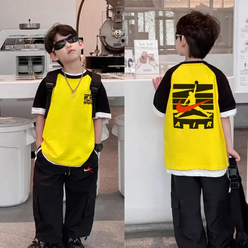 【100-150cm】二点セット 単品注文OK 売れ筋 カジュアル 合わせやすい 男の子 半袖Ｔシャツ＋パンツ セット