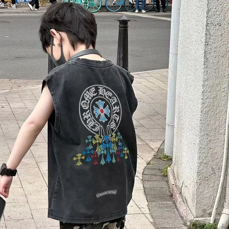【100-150cm】着回し力抜群 大人気 カッコイイ ユニーク 快適 男の子 タンクトップ