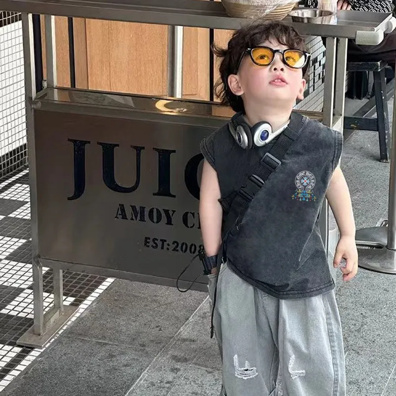 【100-150cm】着回し力抜群 大人気 カッコイイ ユニーク 快適 男の子 タンクトップ