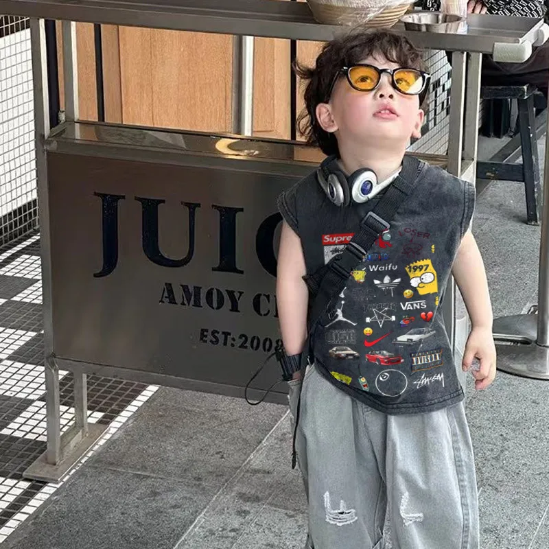 【100-150cm】話題沸騰中 爆売れ中 特別なデザイン クール 男の子 タンクトップ