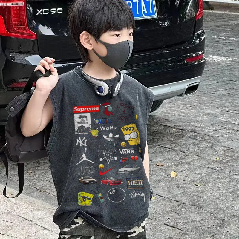【100-150cm】話題沸騰中 爆売れ中 特別なデザイン クール 男の子 タンクトップ