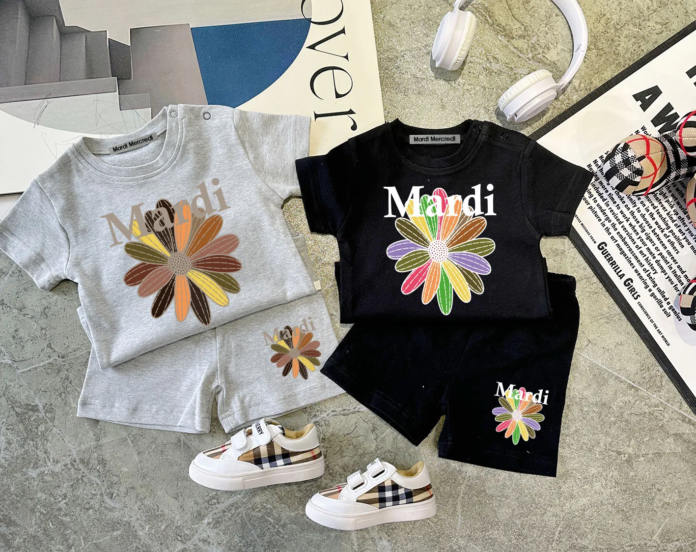 【66-110cm】二点セット 絶対後悔しない プリント 花柄 快適 Ｔシャツ＋ショートパンツ セットアップ