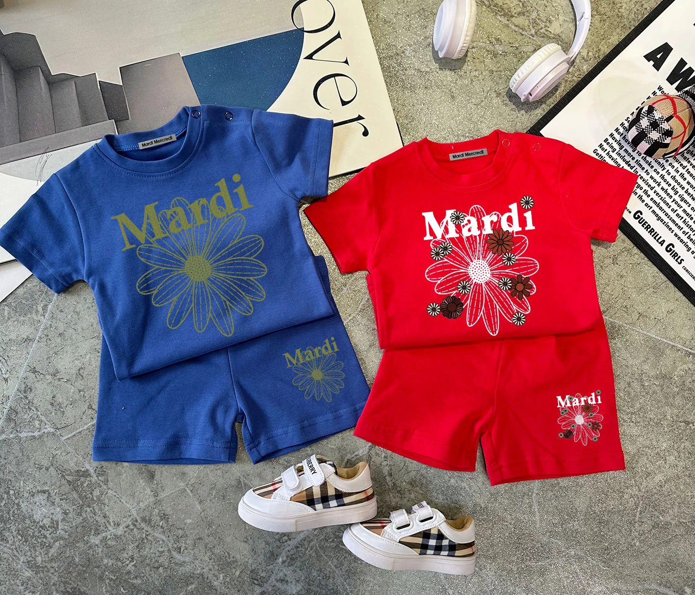 【66-110cm】二点セット 絶対後悔しない プリント 花柄 快適 Ｔシャツ＋ショートパンツ セットアップ