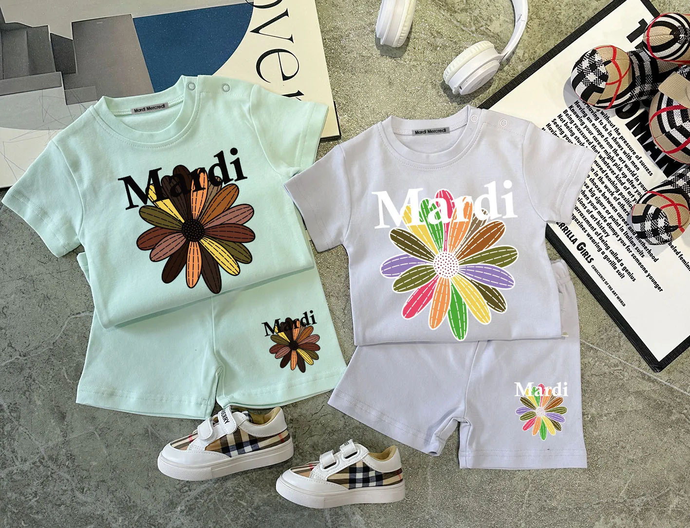 【66-110cm】二点セット 絶対後悔しない プリント 花柄 快適 Ｔシャツ＋ショートパンツ セットアップ