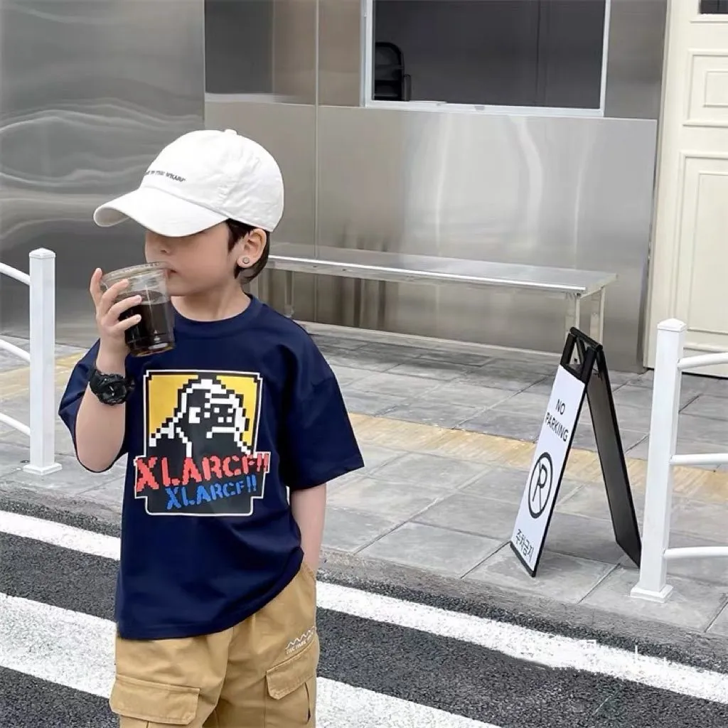 【90-160cm】リラックス感ある 大注目 カジュアル プリント 男の子 半袖 Ｔシャツ
