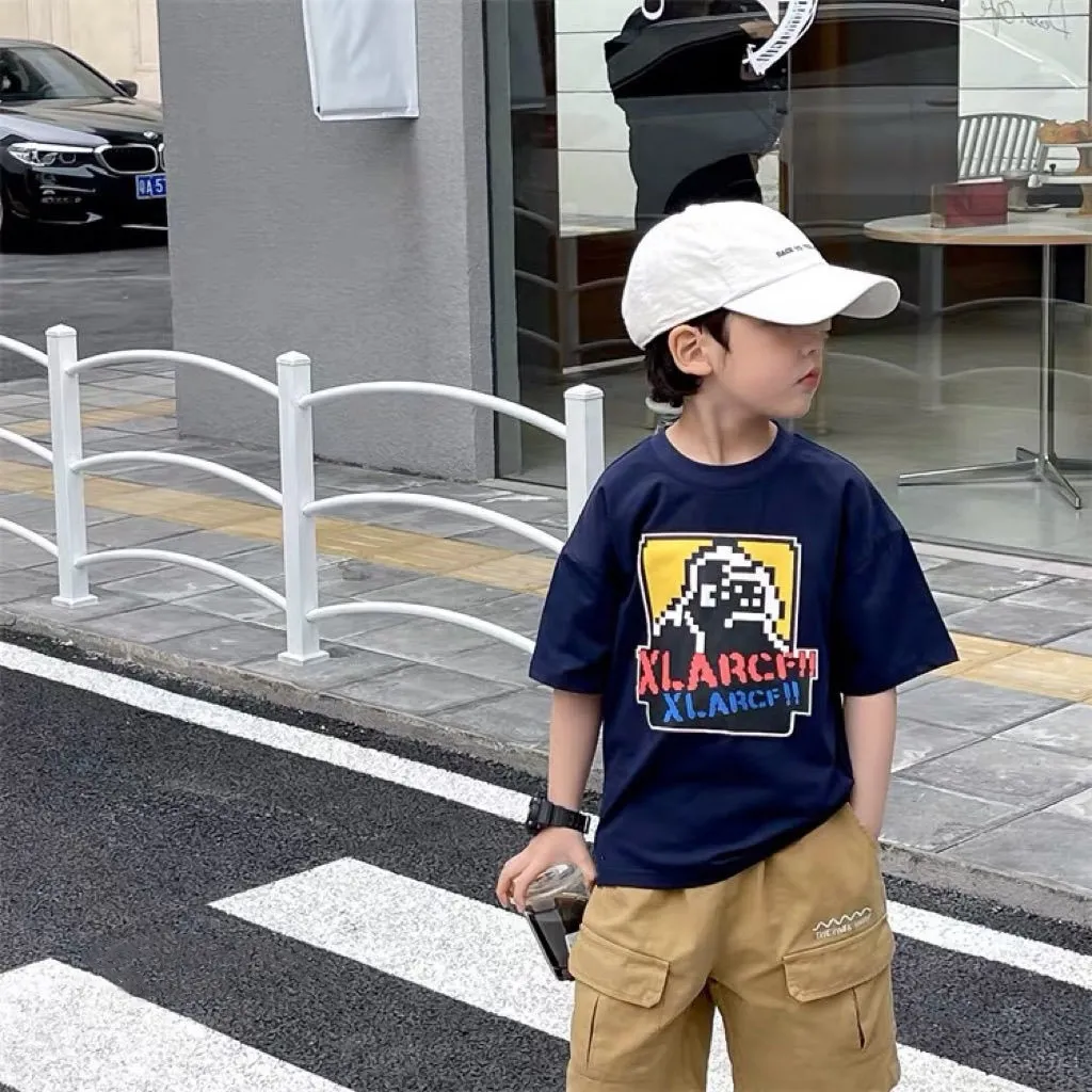 【90-160cm】リラックス感ある 大注目 カジュアル プリント 男の子 半袖 Ｔシャツ