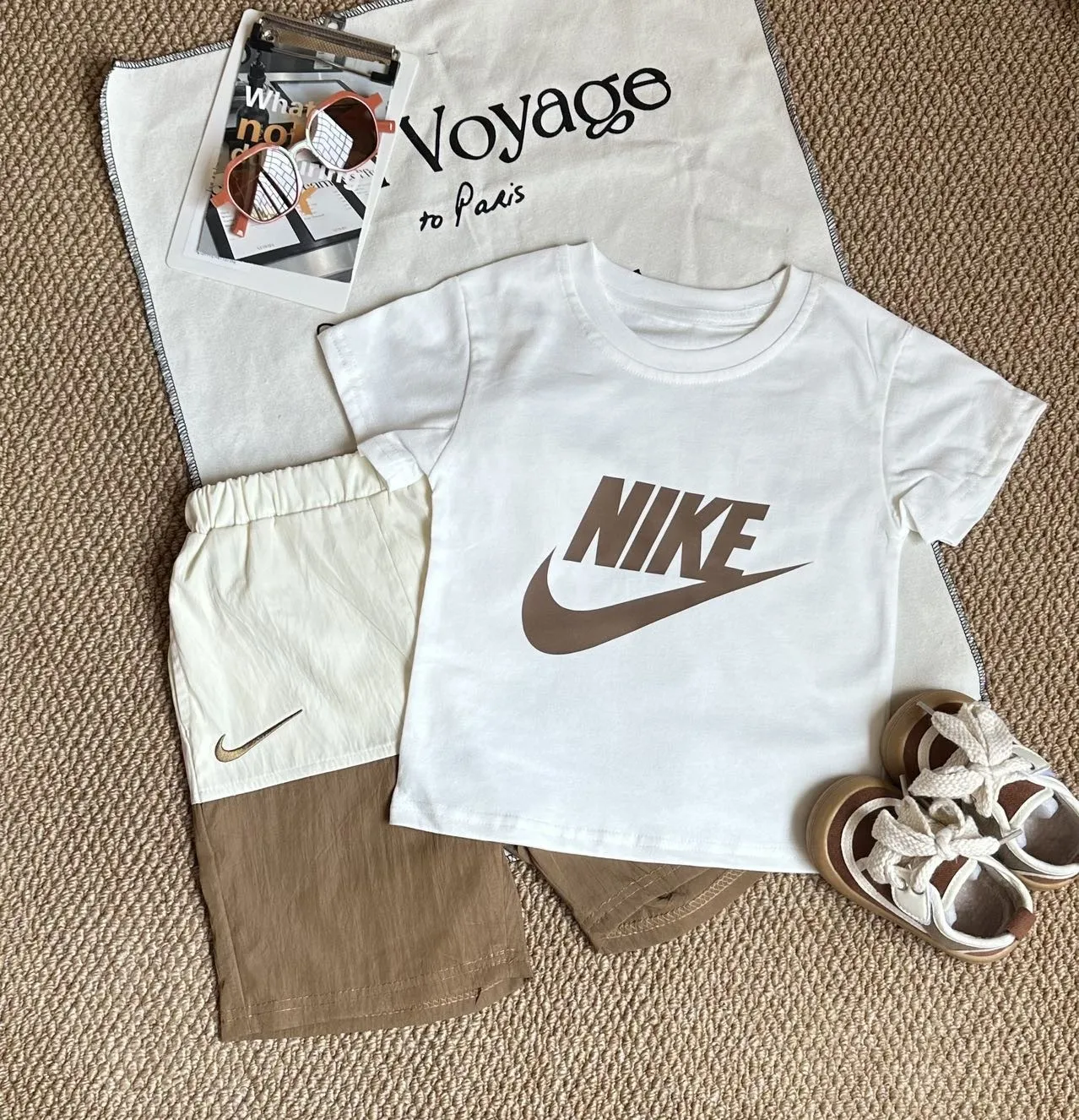 【80-130cm】二点セット 絶対後悔しない 大活躍 カジュアル シンプル 半袖Ｔシャツ＋ショートパンツ セットアップ