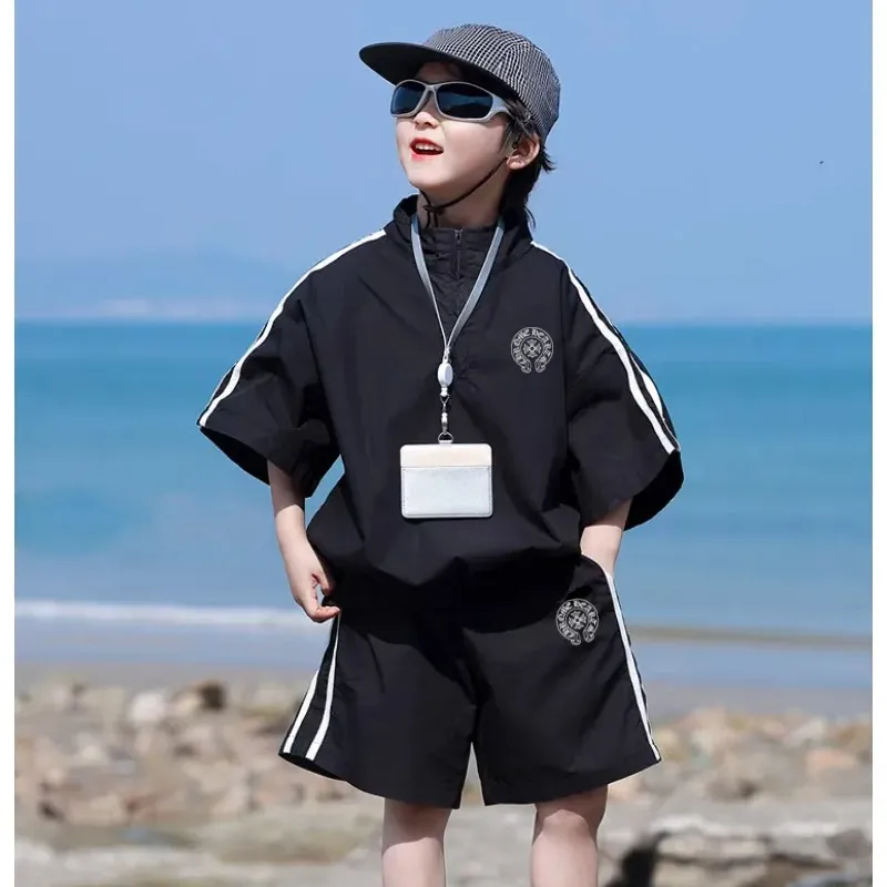 【100-150cm】二点セット 今季も大注目 カジュアル 着やすい 男の子 トップス＋ショートパンツ セットアップ
