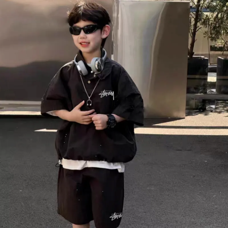 【100-150cm】二点セット トレンド感たっぷり 動きやすい 半袖Ｔシャツ＋ショートパンツ セットアップ