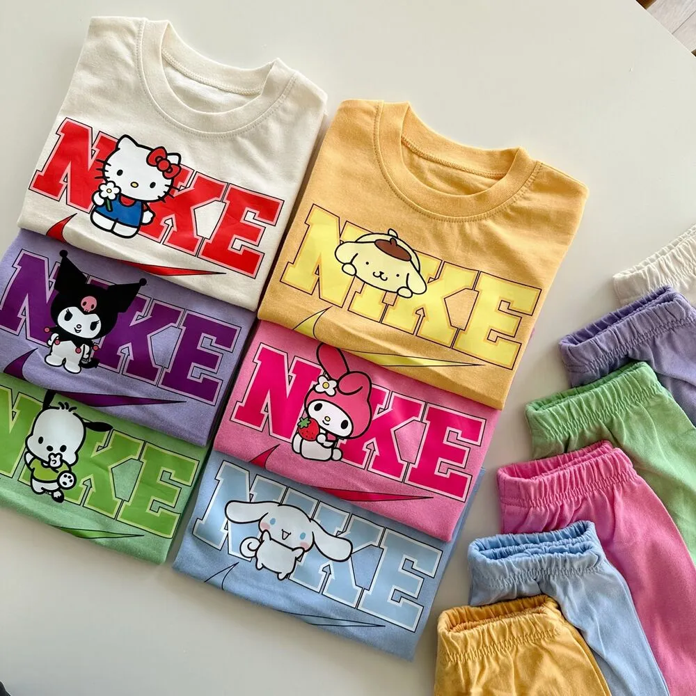 【80-130cm】二点セット 注目度UP カートゥーン 可愛い 多色展開 半袖Ｔシャツ＋ショートパンツ セットアップ