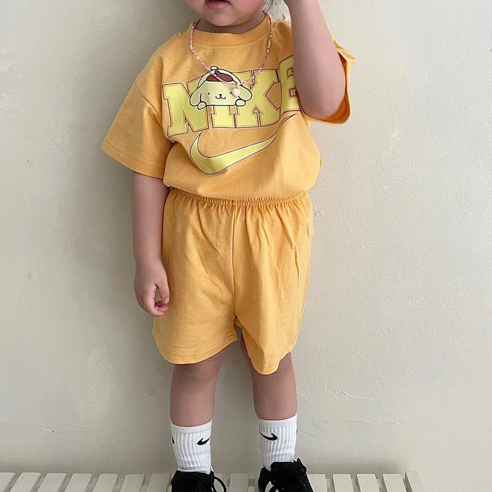 【80-130cm】二点セット 注目度UP カートゥーン 可愛い 多色展開 半袖Ｔシャツ＋ショートパンツ セットアップ
