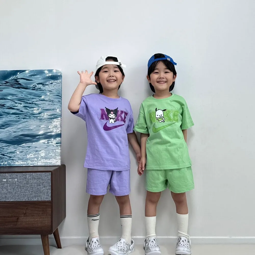 【80-130cm】二点セット 注目度UP カートゥーン 可愛い 多色展開 半袖Ｔシャツ＋ショートパンツ セットアップ