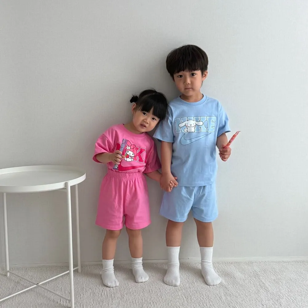 【80-130cm】二点セット 注目度UP カートゥーン 可愛い 多色展開 半袖Ｔシャツ＋ショートパンツ セットアップ