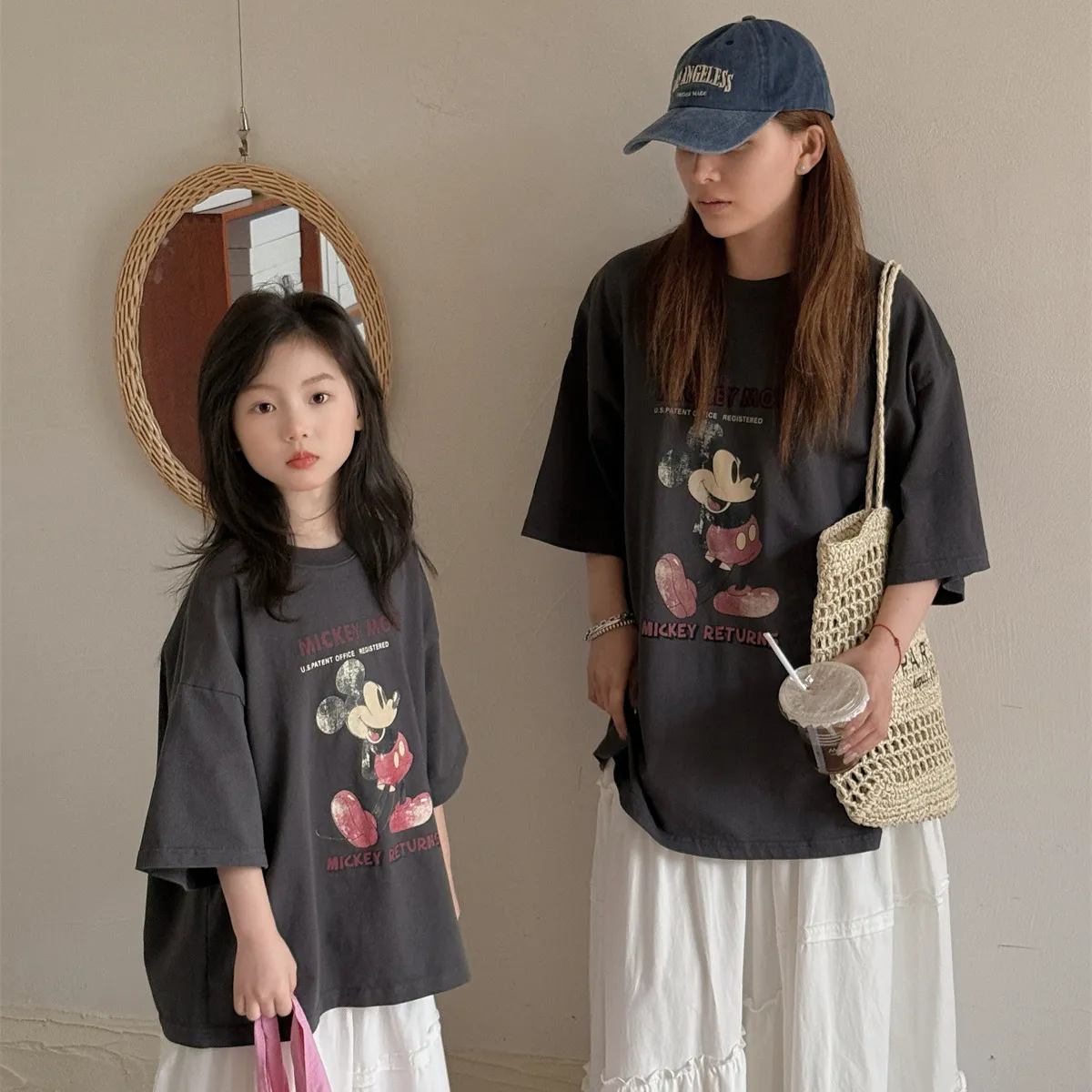 【90-160cm+親サイズ】毎日着たくなる 大人気 ゆったり カジュアル 親子ペア 半袖 Ｔシャツ