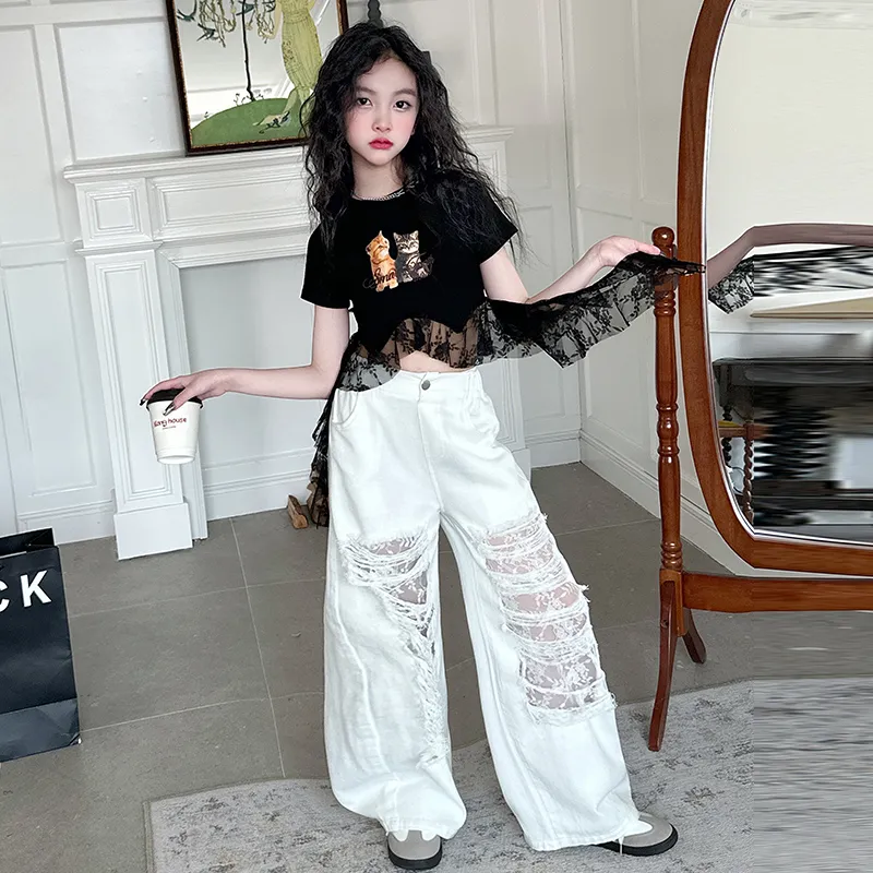 【120-170cm】毎日着たくなる おしゃれ クール デザイン満点 女の子 半袖Ｔシャツ/パンツ
