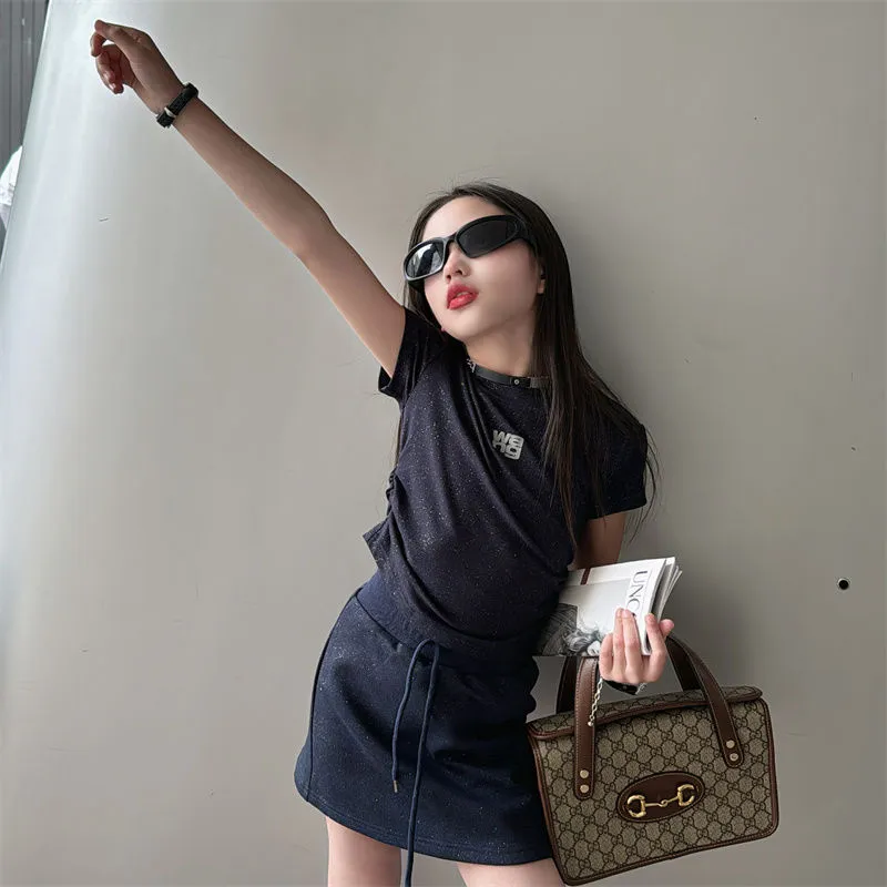 【120-170cm】二点セット オシャレ度高め 大人気 カジュアル 快適 女の子 半袖Ｔシャツ＋スカート セットアップ