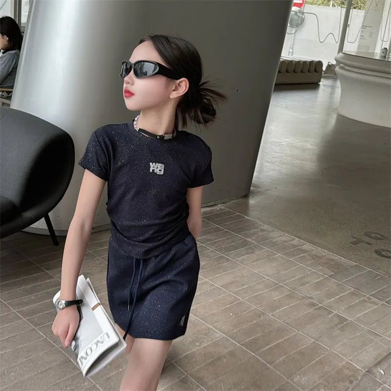 【120-170cm】二点セット オシャレ度高め 大人気 カジュアル 快適 女の子 半袖Ｔシャツ＋スカート セットアップ