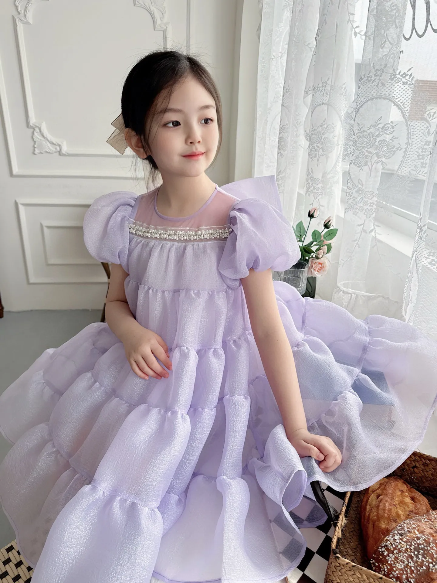 【100-150cm】オシャレ度高め プリンセス パーティー スウィート 女の子 ワンピース