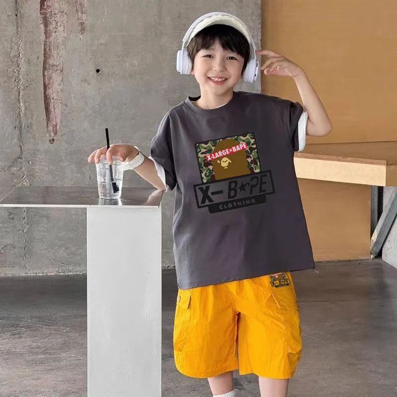 【90-150cm】存在感抜群 大活躍 トレンド  快適 クール 男の子 半袖Ｔシャツ＋ショートパンツ