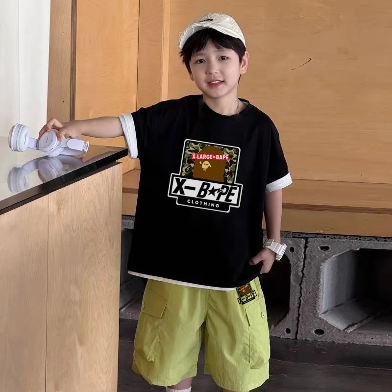 【90-150cm】存在感抜群 大活躍 トレンド  快適 クール 男の子 半袖Ｔシャツ＋ショートパンツ