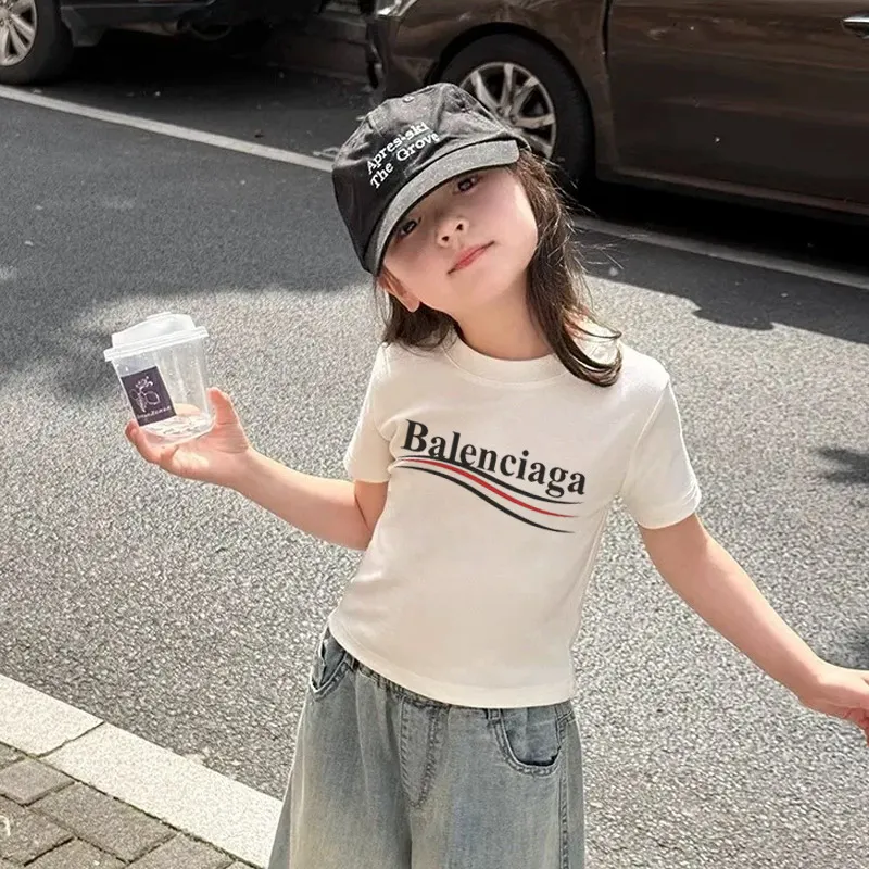 【90-150cm】売り切れ必至 おしゃれ 可愛い アルファベット 女の子 半袖 Ｔシャツ