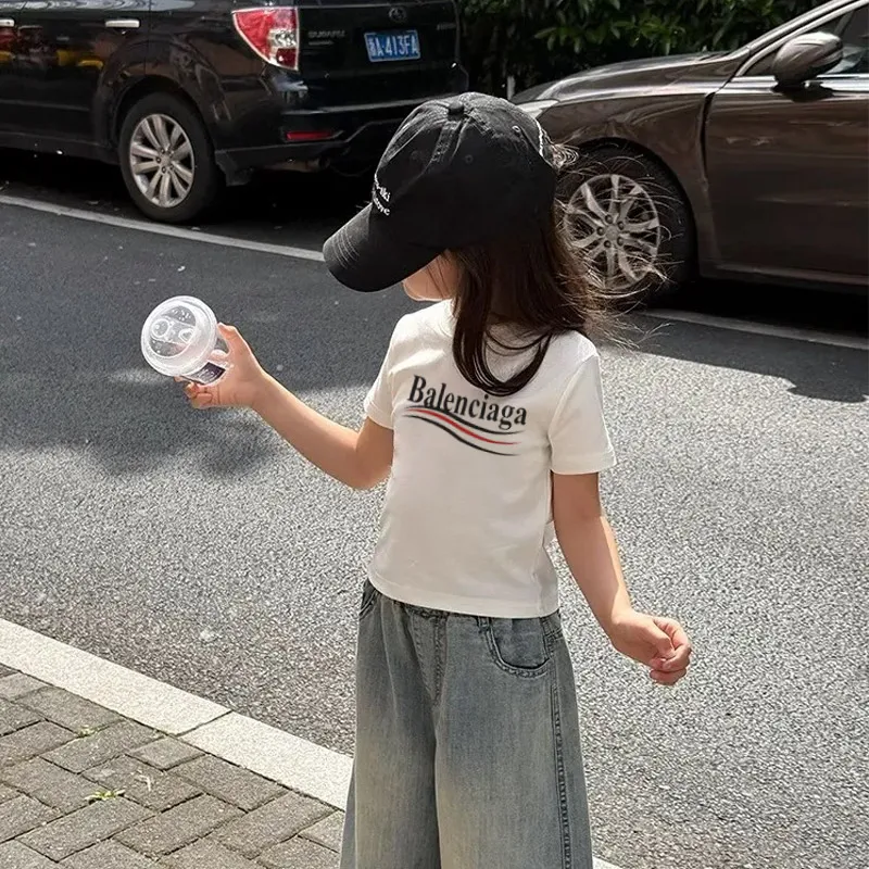 【90-150cm】売り切れ必至 おしゃれ 可愛い アルファベット 女の子 半袖 Ｔシャツ
