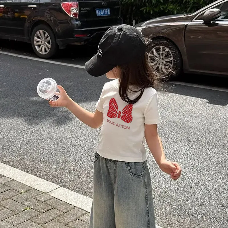 【90-150cm】好感度100％  大注目 きれいめ 合わせやすい 女の子 半袖 Ｔシャツ