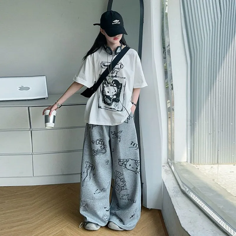 【120-170cm】存在感アップ  大人気 カジュアル クール 女の子 半袖Ｔシャツ/ワイドレッグパンツ