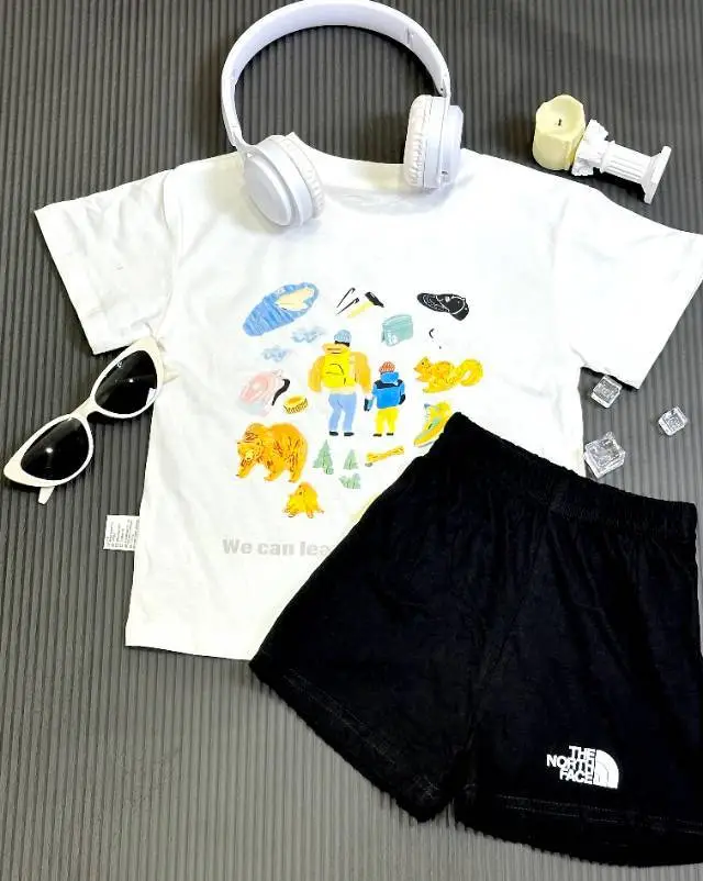 【80-120cm】二点セット 元気いっぱい 大注目 カジュアル 快適 タンクトップ/Ｔシャツ＋ショートパンツ セットアップ