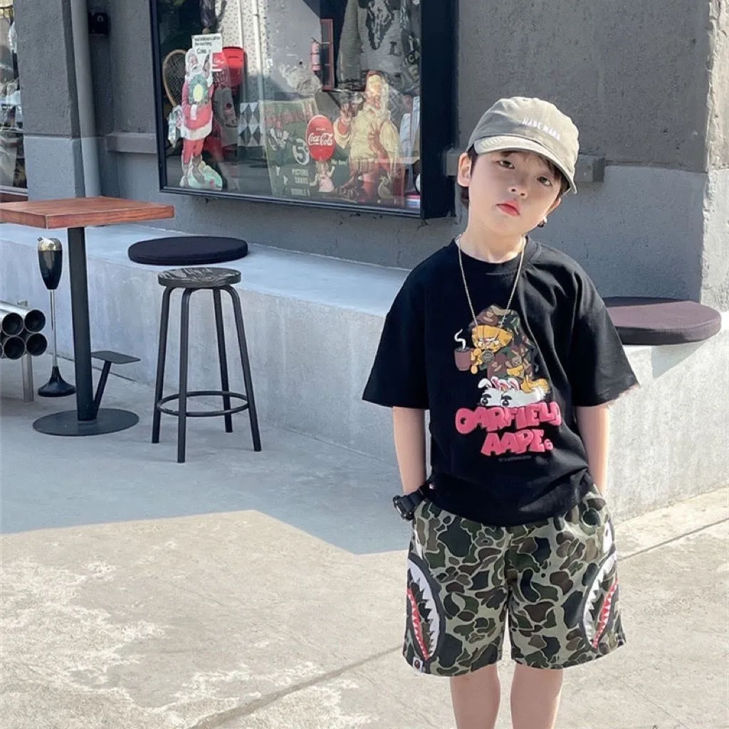 【90-160cm】コンフォート感抜群 カジュアル プリント 合わせやすい 男の子 半袖 Ｔシャツ