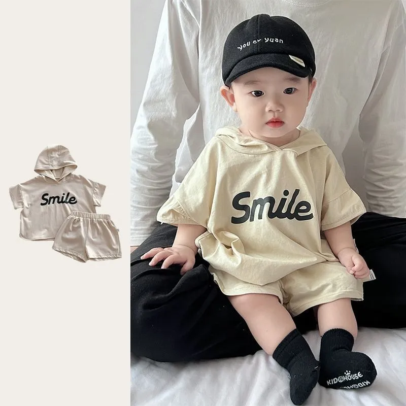 【73-100cm】二点セット 人気爆発中 カジュアル 快適 ベビー フード付き 半袖Ｔシャツ＋ショートパンツ セットアップ