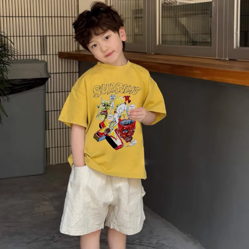 【90-160cm】トレンド感満載 注目度UP  カジュアル  ストリート 男の子  半袖 Ｔシャツ