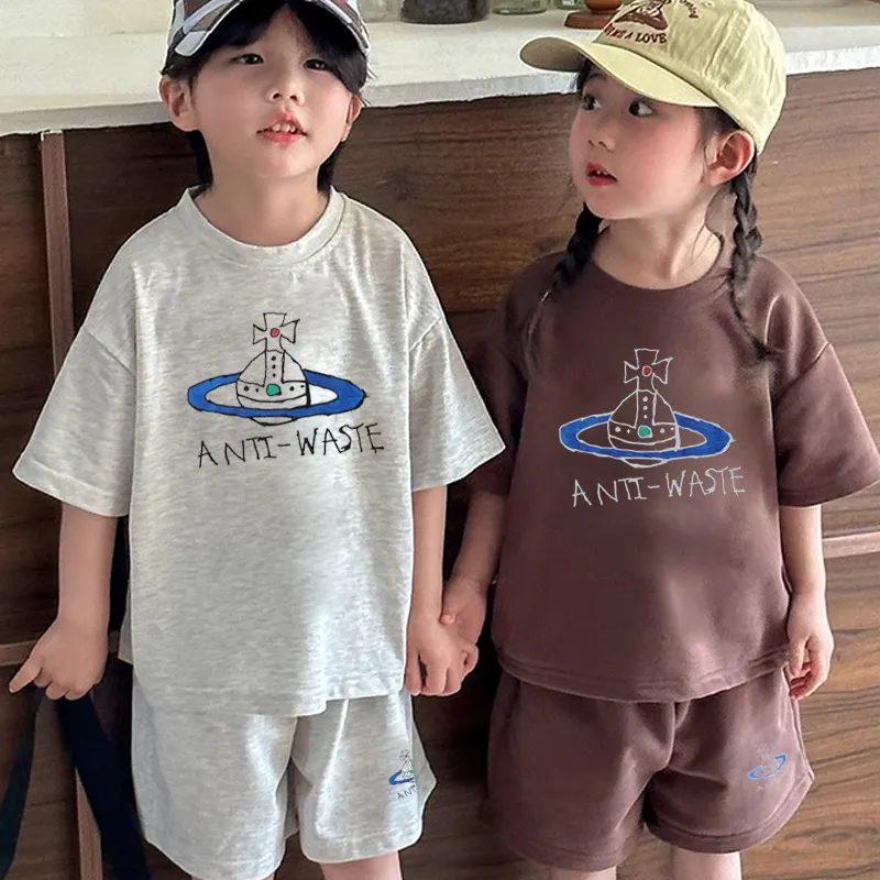 【90-160cm】二点セット コンフォート感抜群 大人気 カジュアル 快適 半袖Ｔシャツ+ショートパンツ セットアップ