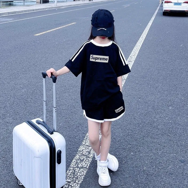 【90-160cm】二点セット おしゃれ度UP 売れ筋 シンプル 着やすい 女の子 半袖 Ｔシャツ＋ショートパンツ セットアップ