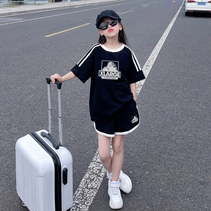 【90-160cm】二点セット リラックス感ある 爆売れ中 カジュアル 快適 女の子 半袖 Ｔシャツ＋ショートパンツ セットアップ