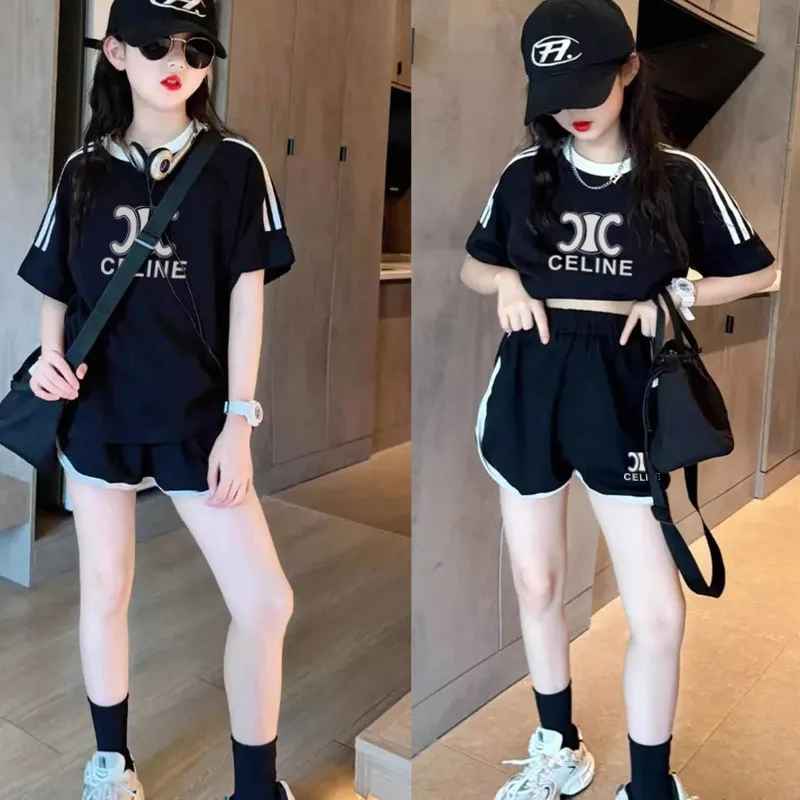 【90-160cm】二点セット おすすめ 着せやすい シンプル 女の子 半袖 Ｔシャツ＋ショートパンツ セットアップ