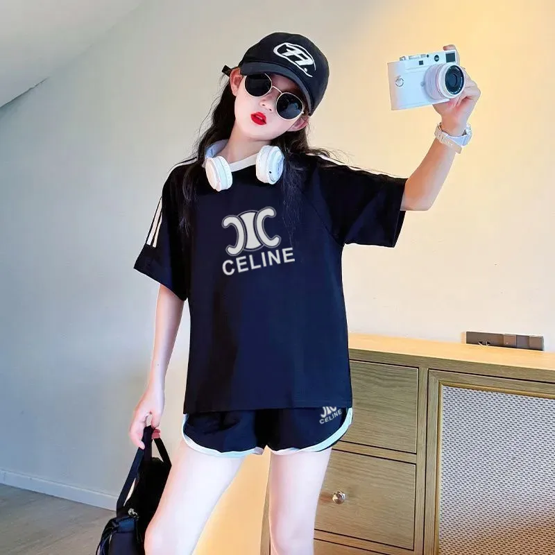 【90-160cm】二点セット おすすめ 着せやすい シンプル 女の子 半袖 Ｔシャツ＋ショートパンツ セットアップ