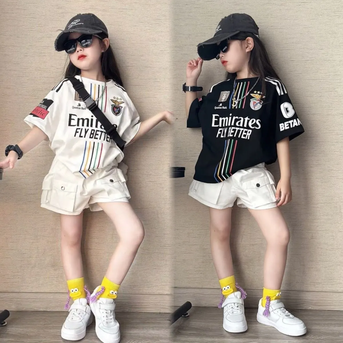 【100-170cm】二点セット 単品注文OK おしゃれ度UP カジュアル クール 女の子 半袖Ｔシャツ+ショートパンツ セットアップ