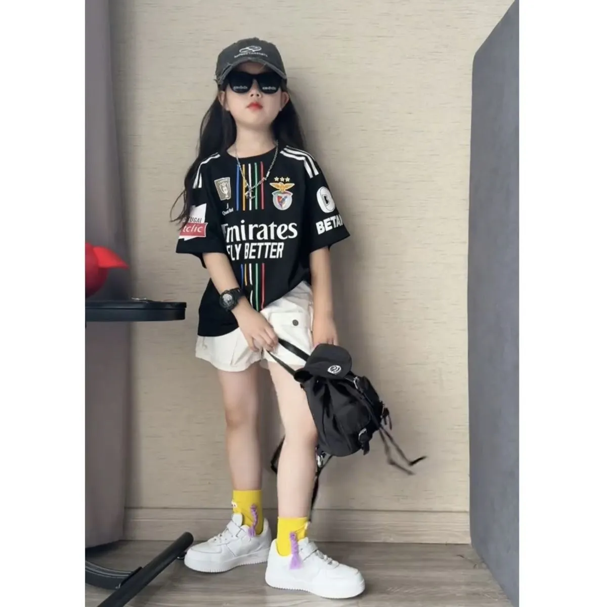 【100-170cm】二点セット 単品注文OK おしゃれ度UP カジュアル クール 女の子 半袖Ｔシャツ+ショートパンツ セットアップ