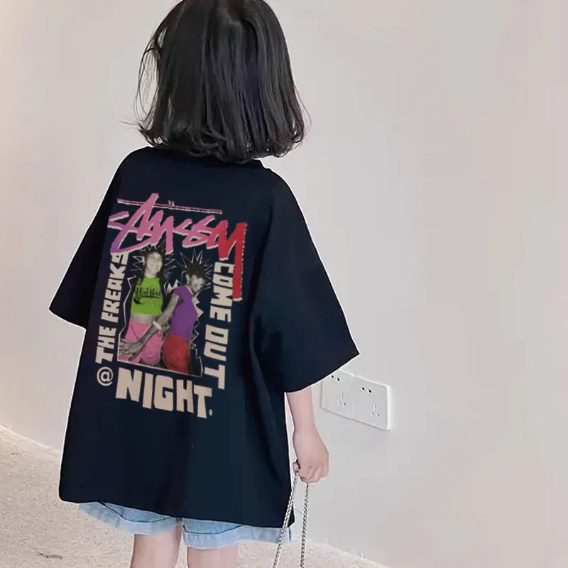 【90-160cm】SNS映えコーデに ストリート カジュアル プリント 女の子 半袖 Ｔシャツ