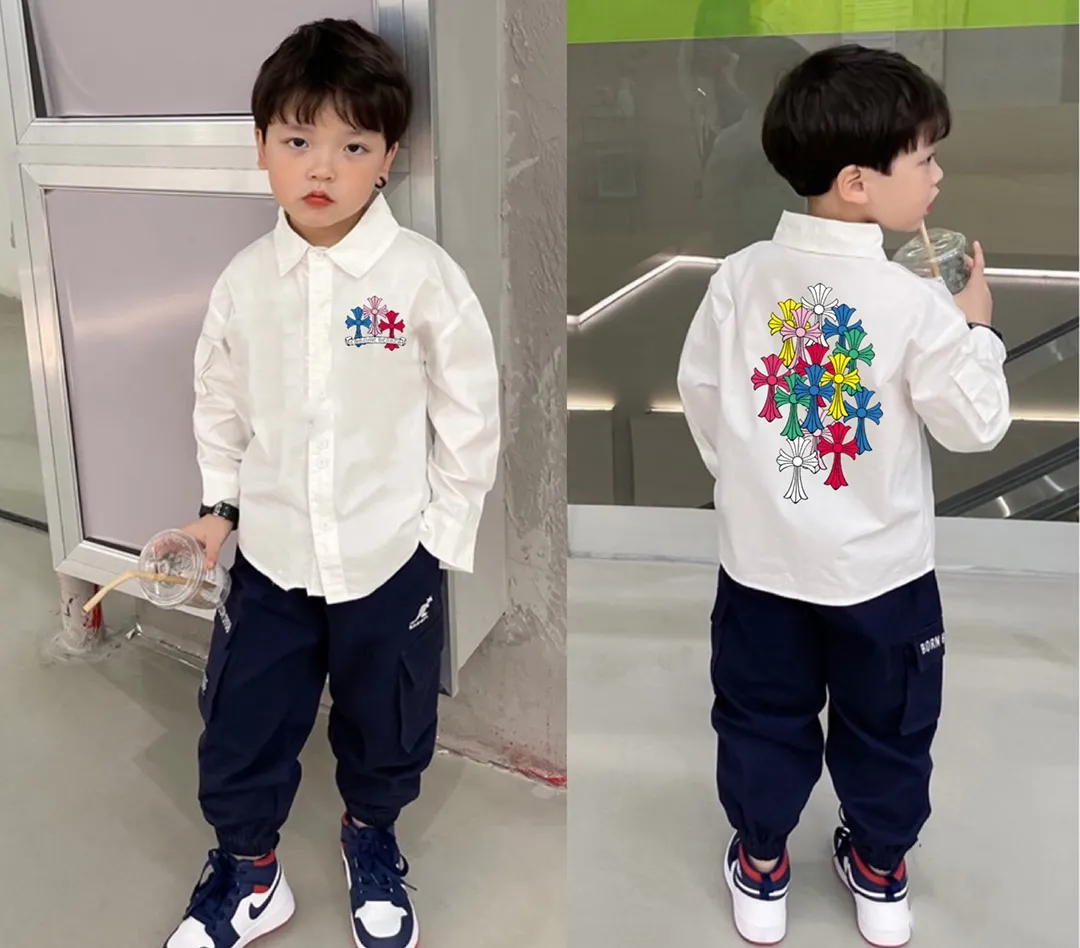 【90-150cm】モード感アップ 爆売れ中 涼しげ素材 カジュアル 男の子 長袖 シャツ