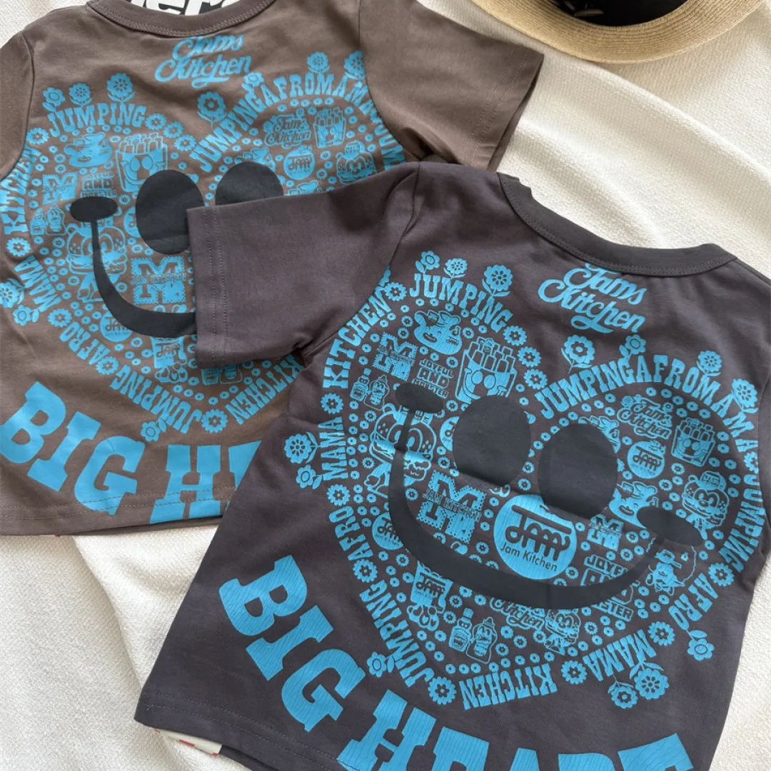 【90-150cm】目を奪われる 大活躍 プリント スタイリッシュ ストリート 半袖 Ｔシャツ