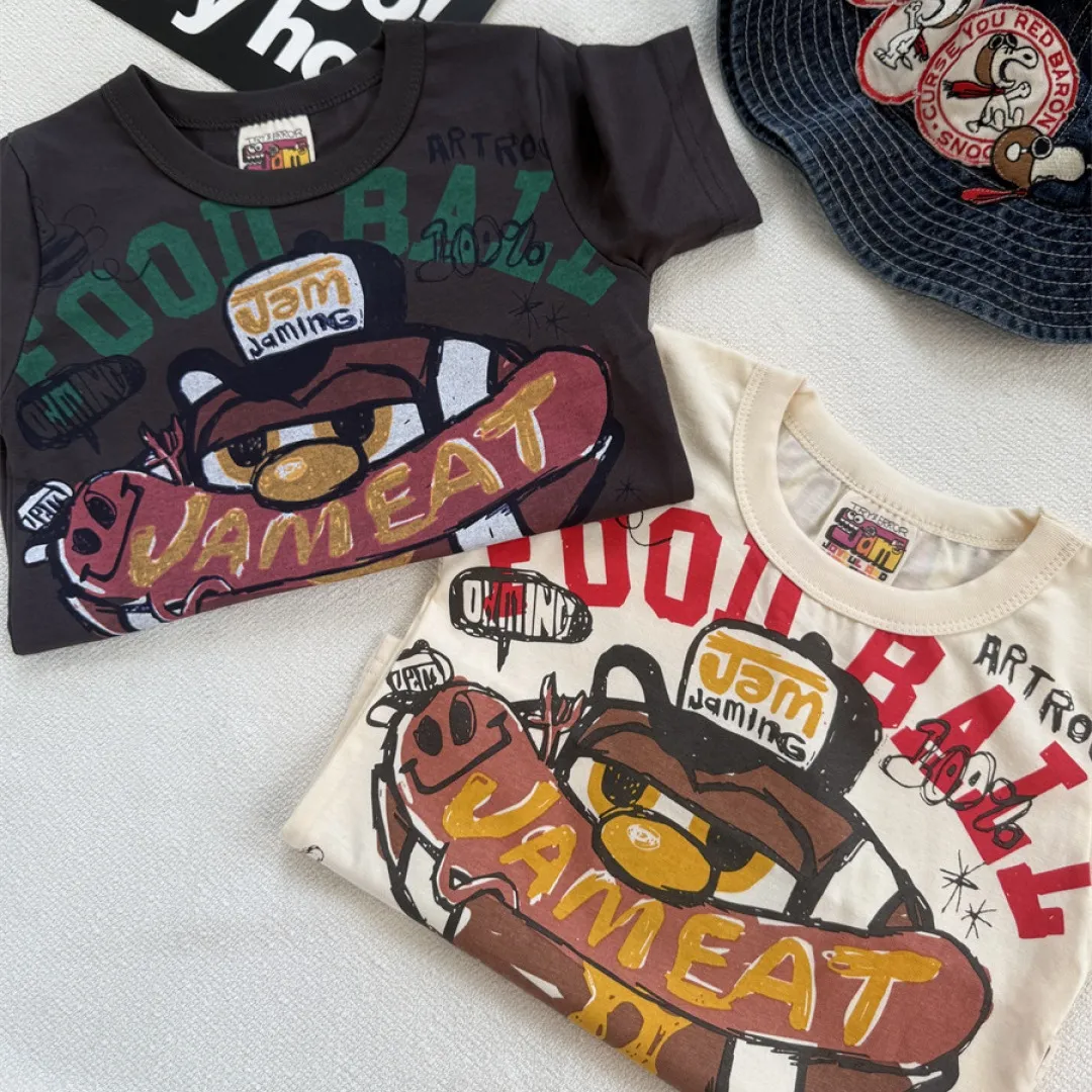 【100-150cm】トレンド感満載 大活躍 プリント 遊び心満載 ストリート 半袖 Ｔシャツ
