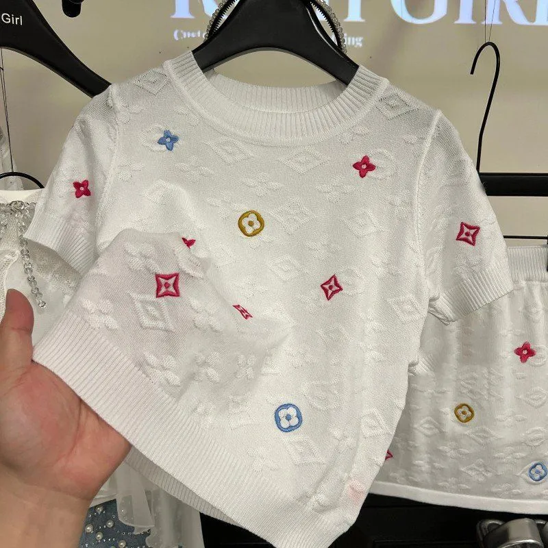 【80-130cm】二点セット 単品注文OK 好感度UP ガーリー 通気性抜群 女の子 半袖 Ｔシャツ+スカート セットアップ
