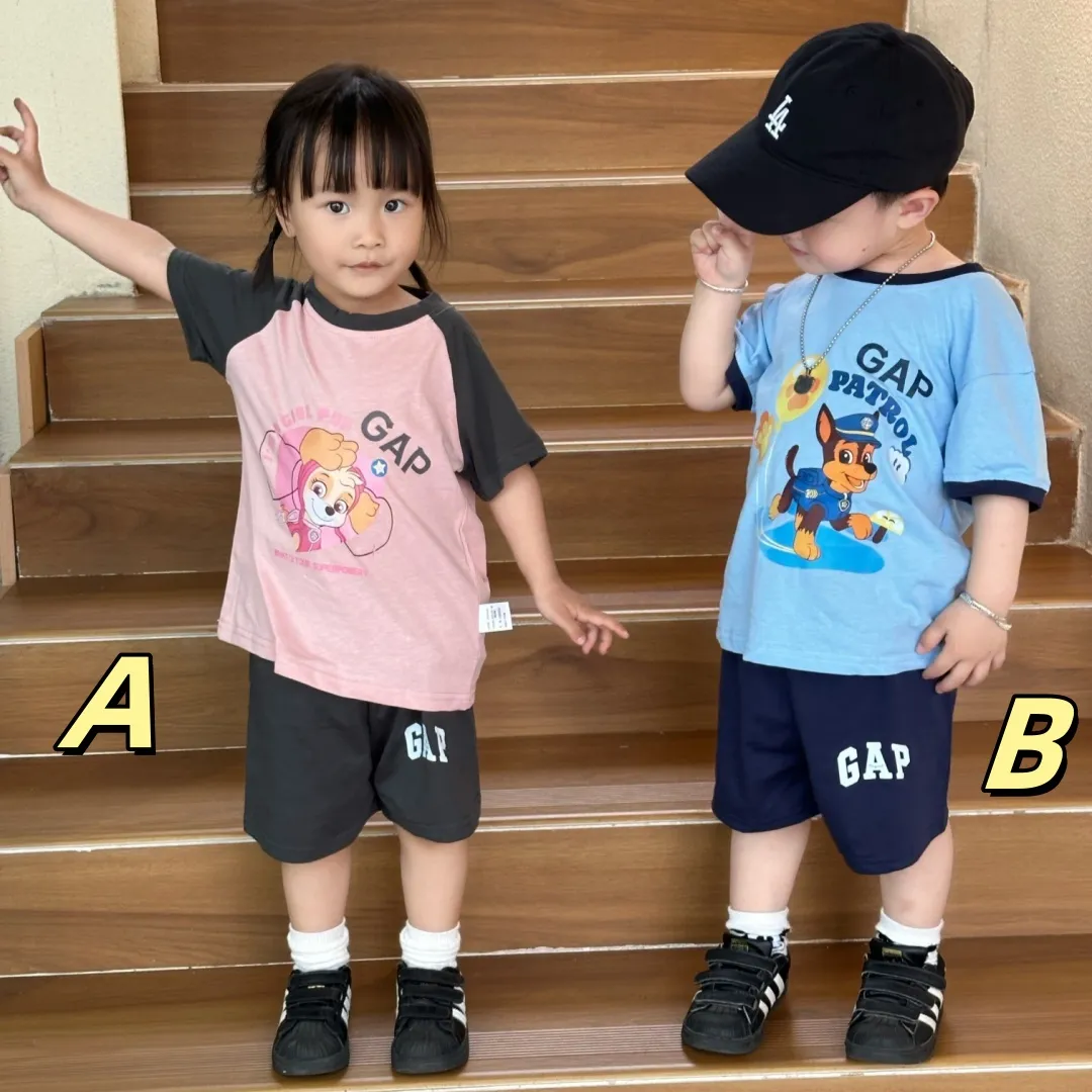 【80-130cm】二点セット 着回し最強 爆売れ中 カジュアル カートゥーン 可愛い 半袖Ｔシャツ+ショートパンツ セットアップ