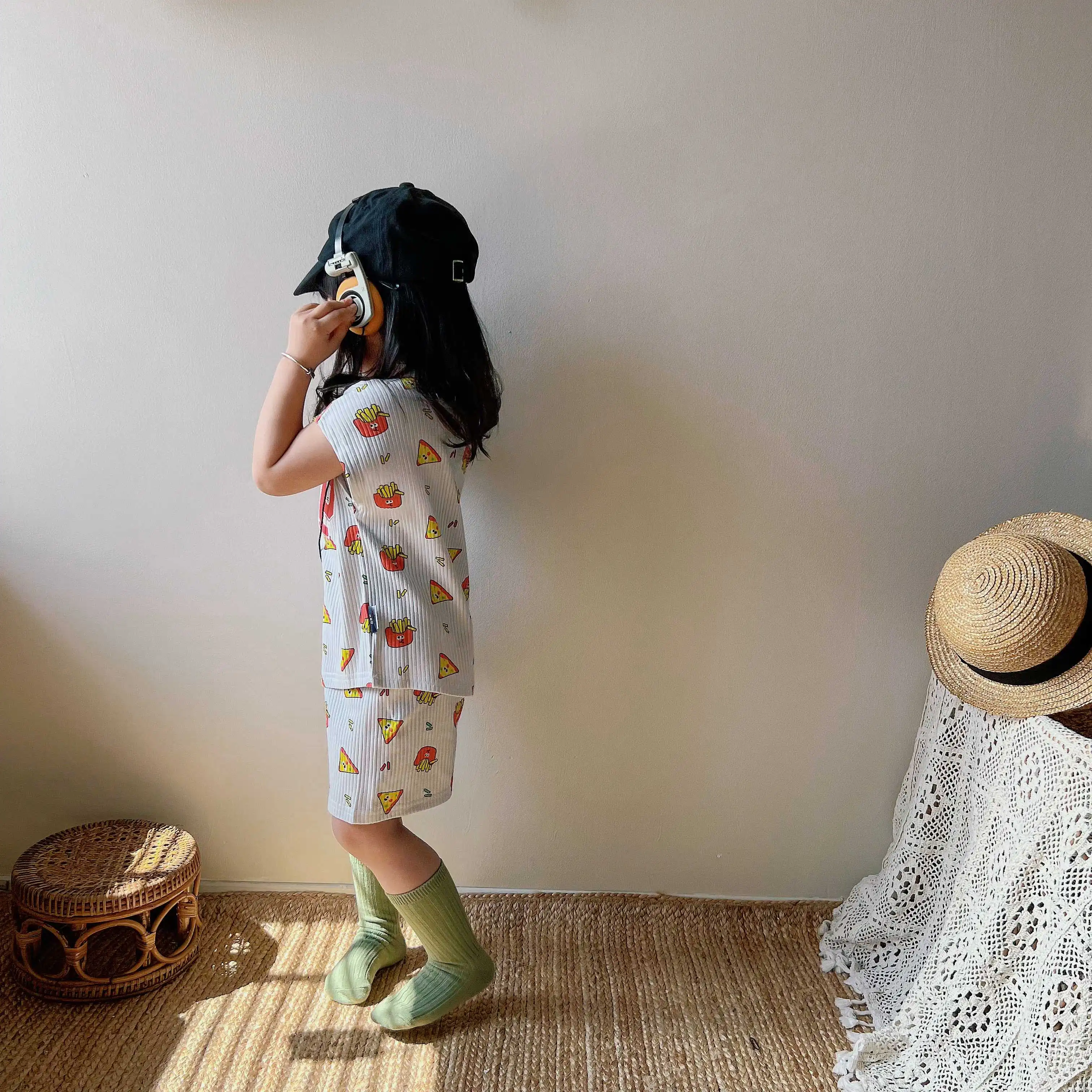 【80-120cm】二点セット 話題沸騰中 かわいさ満点 肌触り良い 女の子 半袖Ｔシャツ+ショートパンツ セットアップ