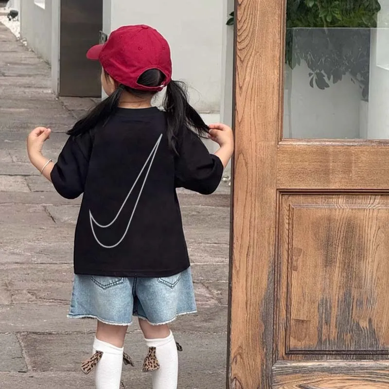 【90-160cm】絶対見逃さないで  目立つ シンプル トレンド 女の子 半袖 Ｔシャツ